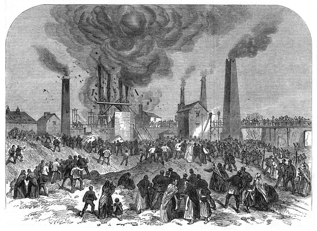 Coal mining disaster, Oaks Colliery, Yorkshire, 1866