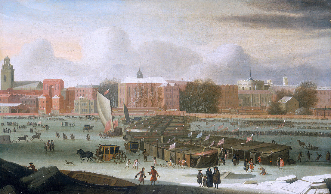 A Frost Fair on the Thames at Temple Stairs', c1684.