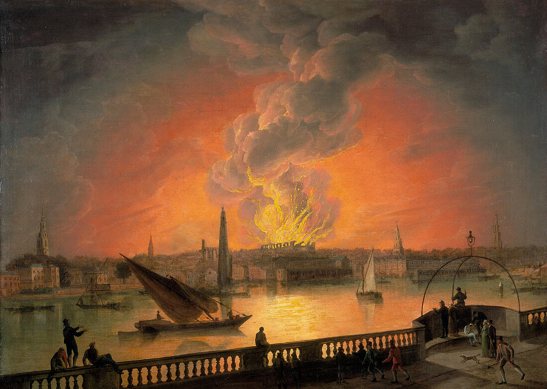 The Burning of Drury Lane Theatre, c1809