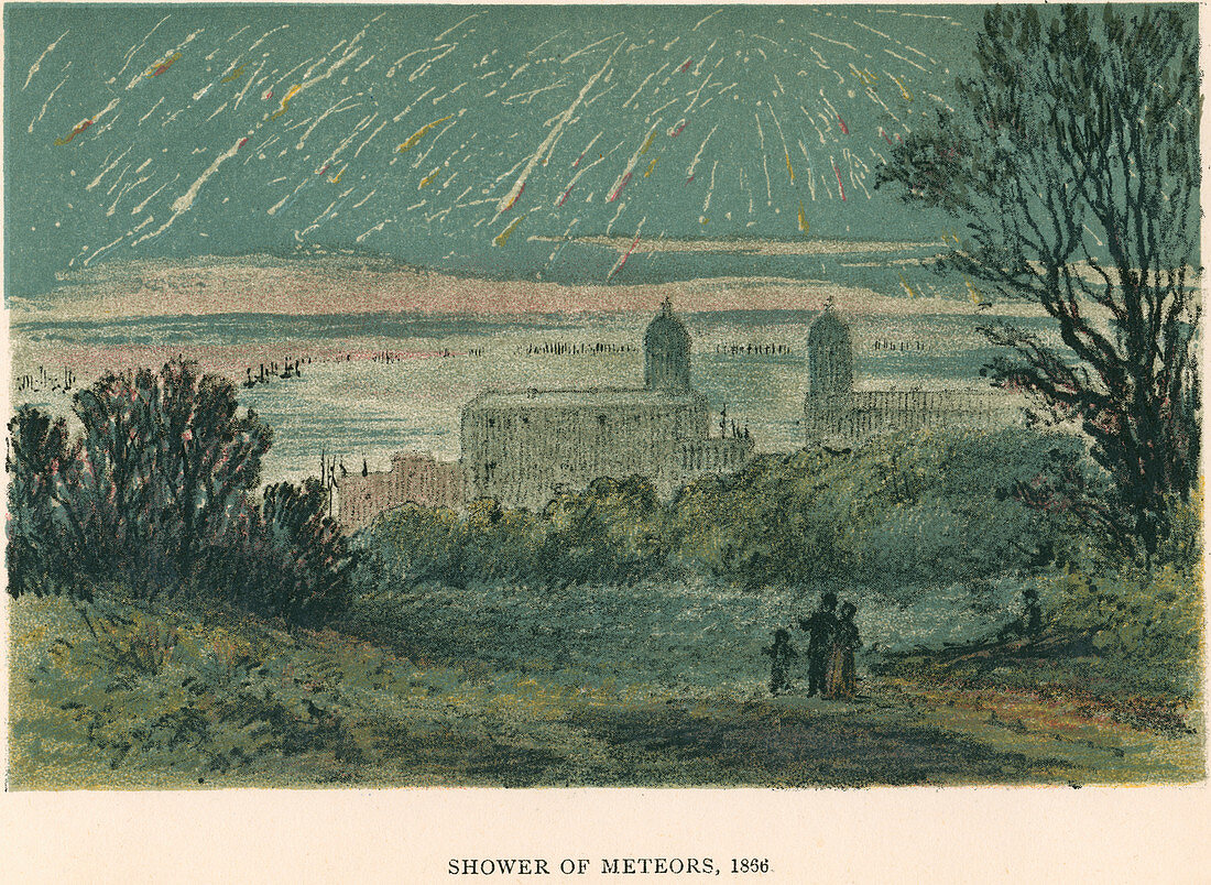 Shower of meteors observed over Greenwich, London, 1866