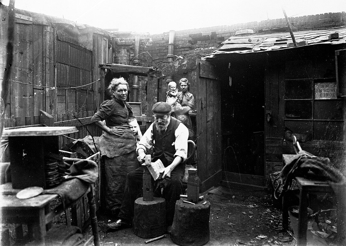 Making shovels from scrap, 1900s