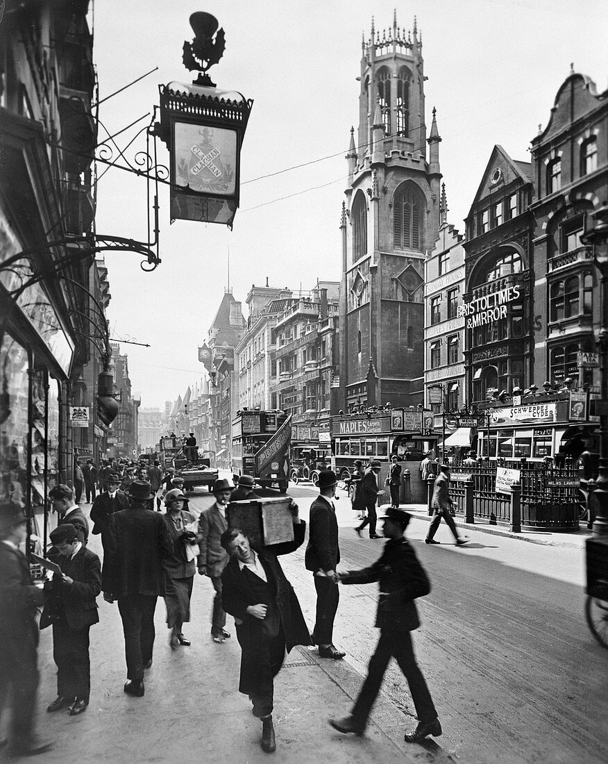 Fleet Street looking west, City of London, 1920s