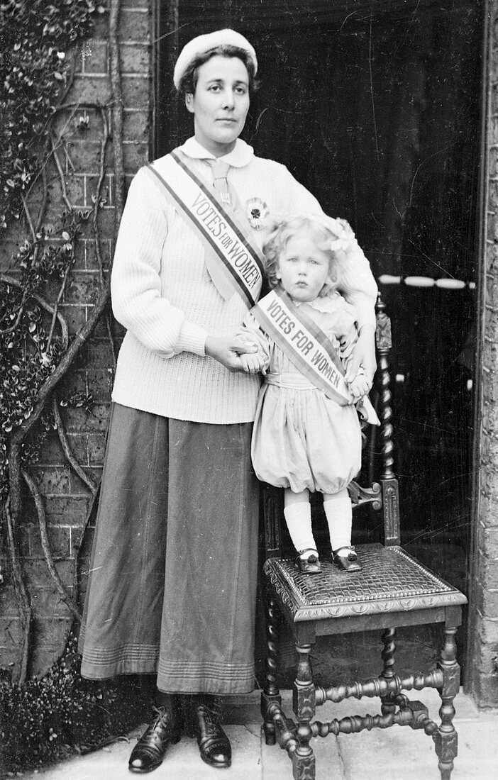 Rose Lamartine Yates wearing the suffragette uniform, c1910