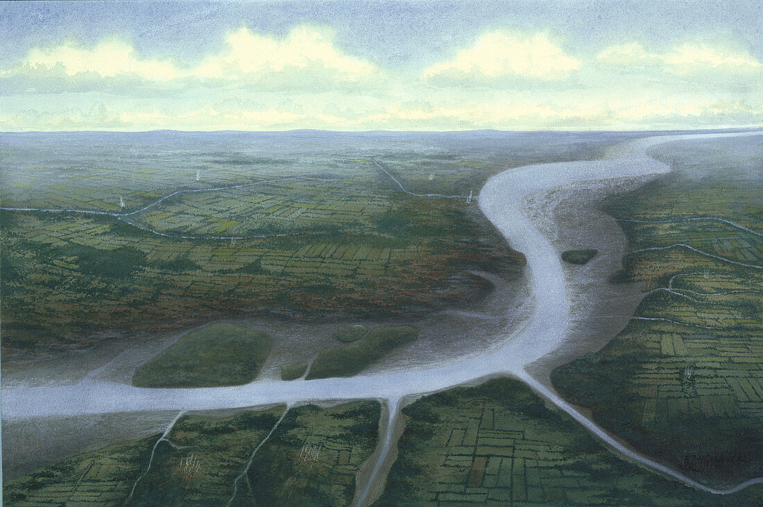 Prehistoric Central London, looking south-west, c30 BC