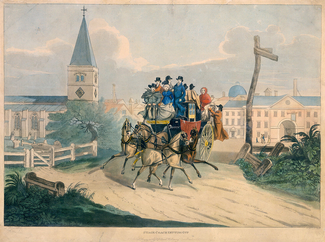 Stage Coach Setting Off', early 19th century
