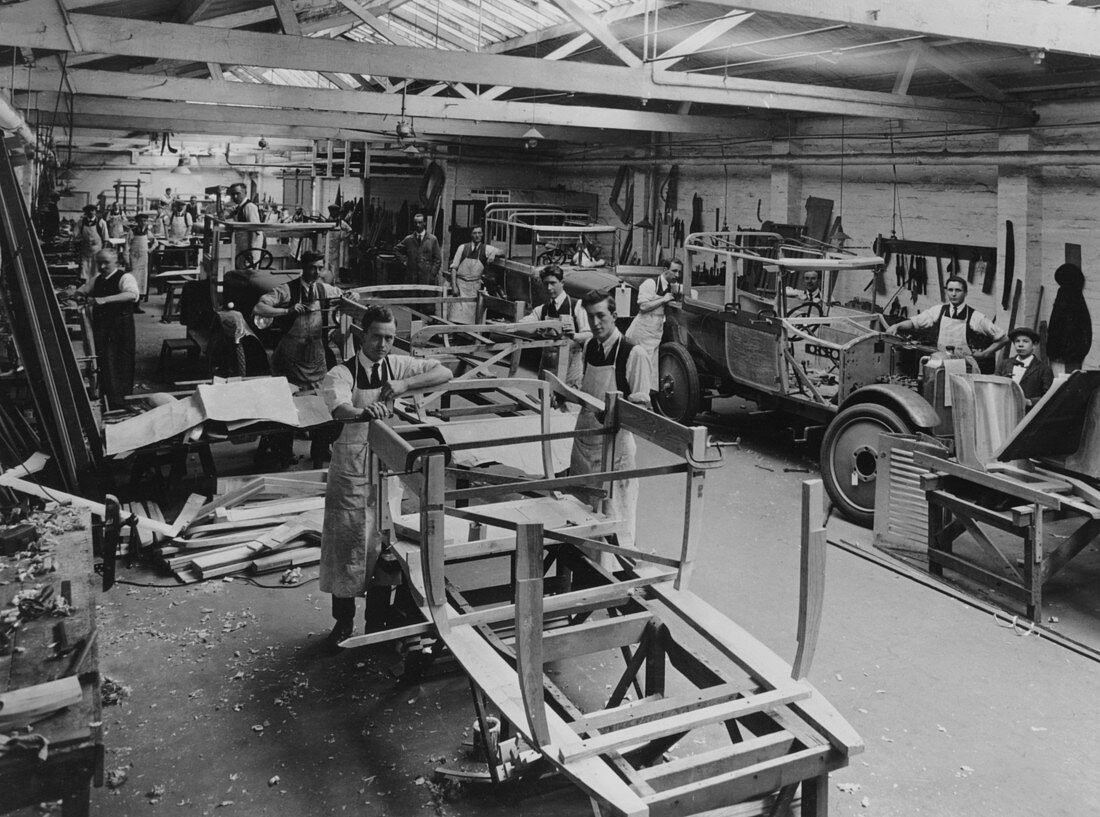 Arthur Mulliner's coachbuilding works, Northampton, c1923