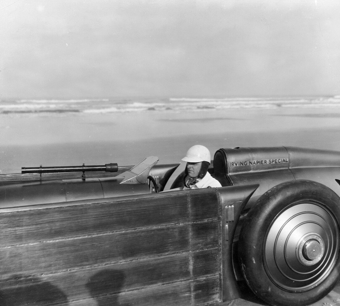 Henry Segrave driving the Golden Arrow, Florida, USA, 1929