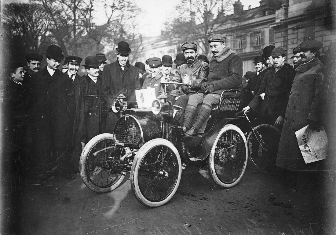 Louis Renault in a Voiturette Renault, 1899