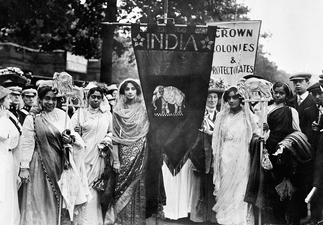 Indian suffragettes at Women's Coronation Procession, 1911