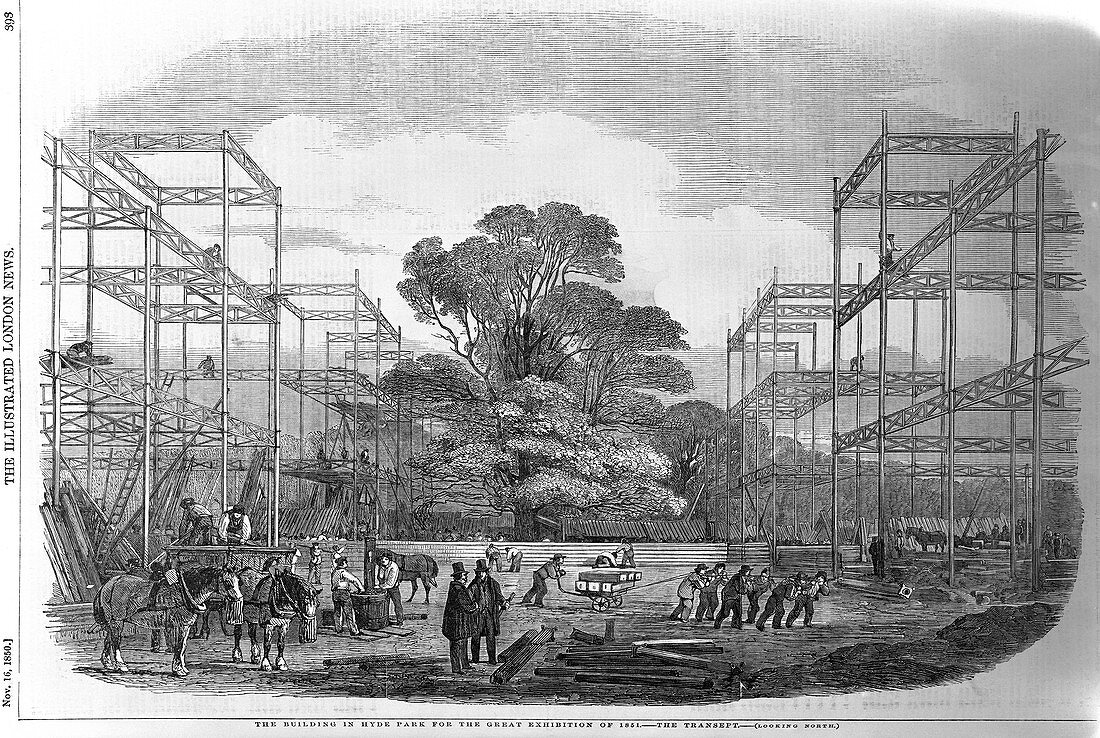 Building in Hyde Park, London for the Great Exhibition, 1851