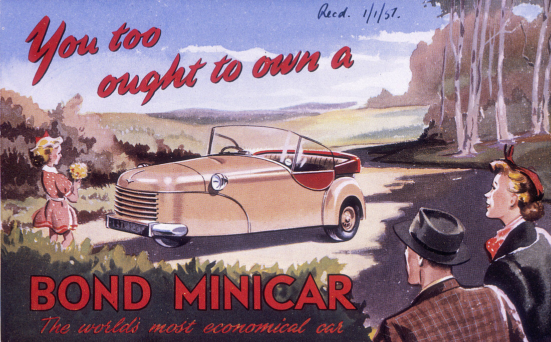 Poster advertising a Bond Minicar, 1951