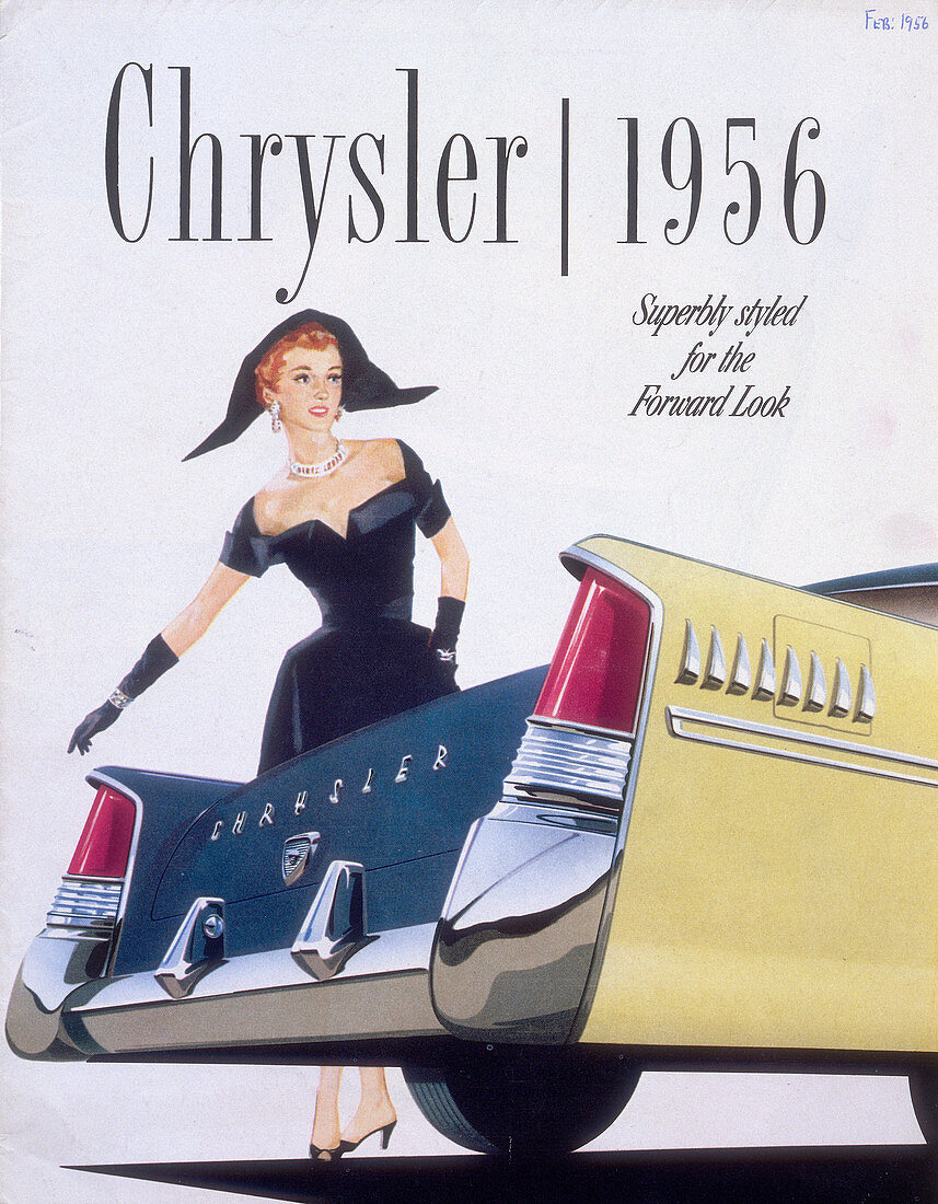 Poster advertising a Chrysler, 1956
