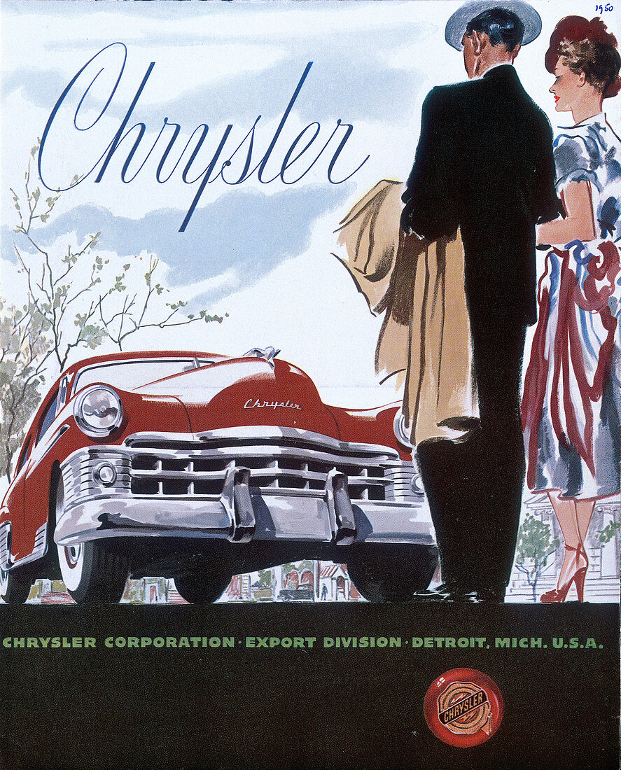 Poster advertising a Chrysler, 1950