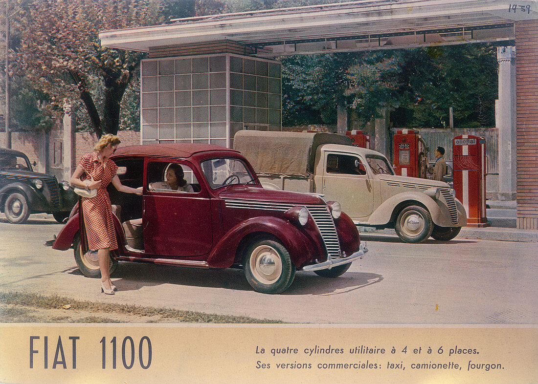 Poster advertising a Fiat 1100, 1940