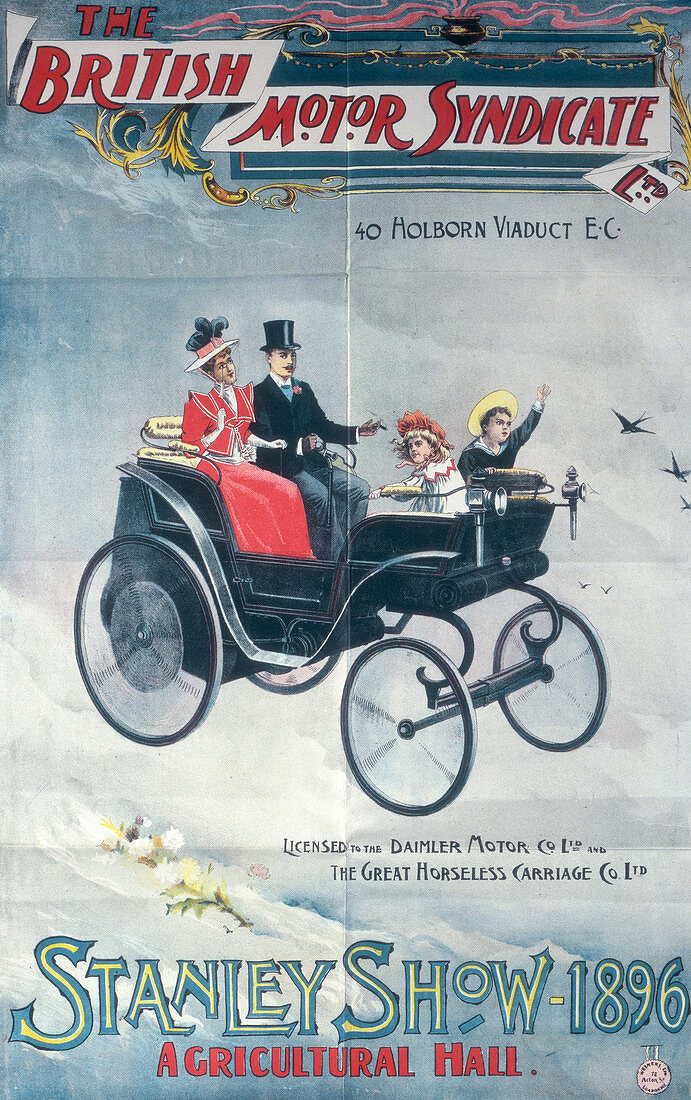 Poster for the British Motor Syndicate Stanley Show, 1896