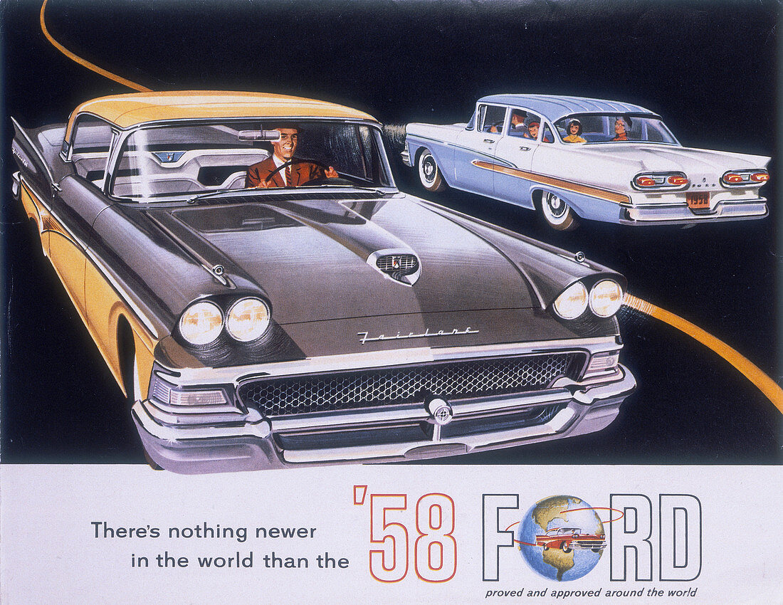 Poster advertising the Ford Fairlane car, 1958