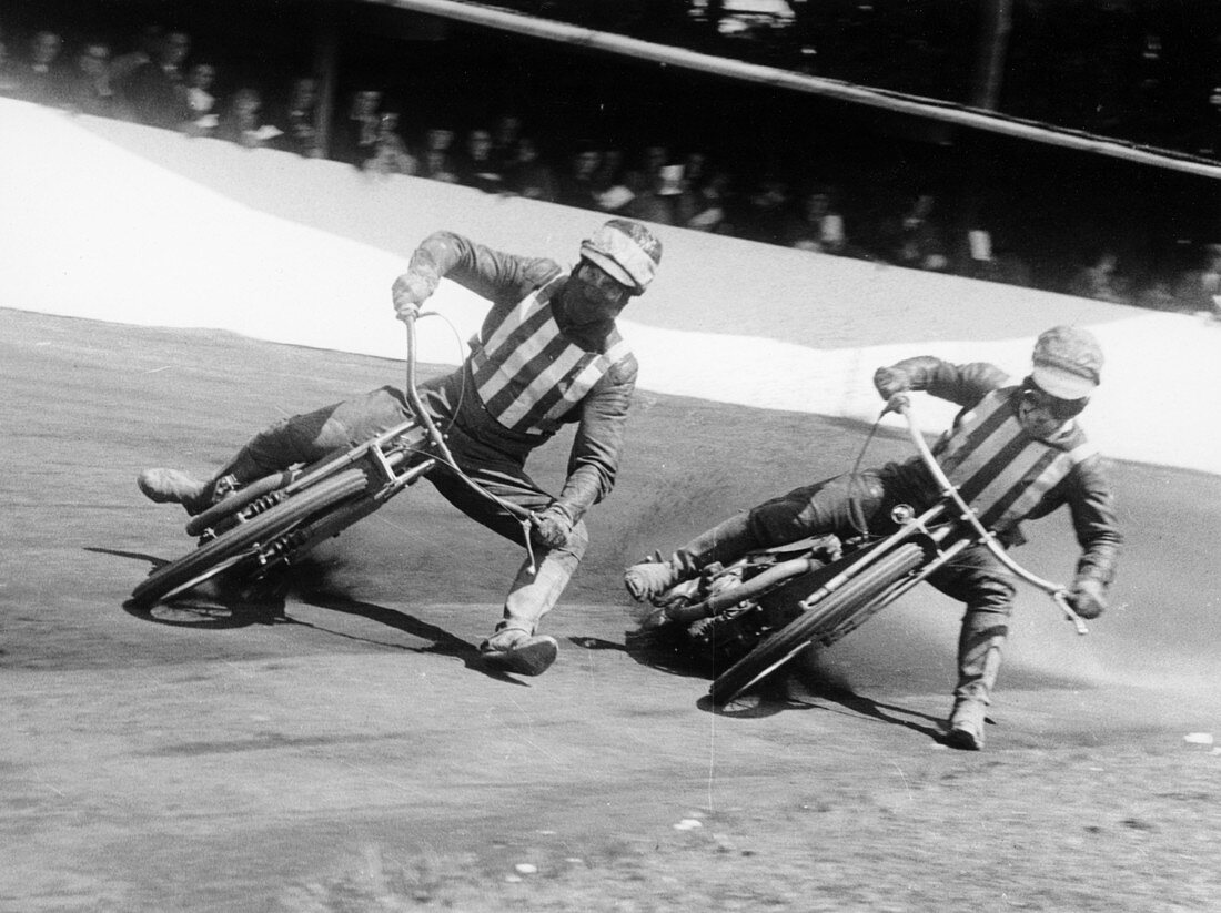 Dick Bradley and Alby Golden at a speedway track
