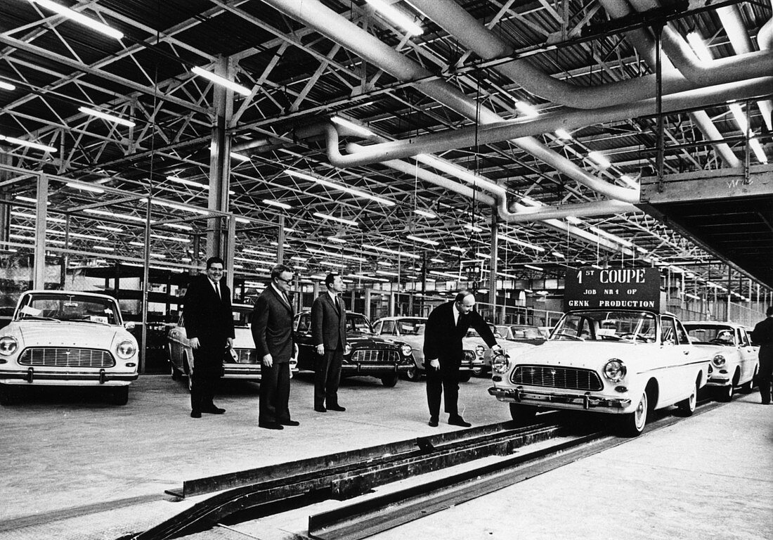 Ford production line, Genk factory, Belgium, early 1960s