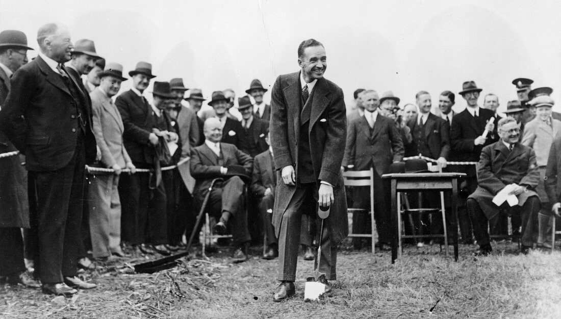 Edsel Ford turning the first sod at Dagenham, Essex, 1920s
