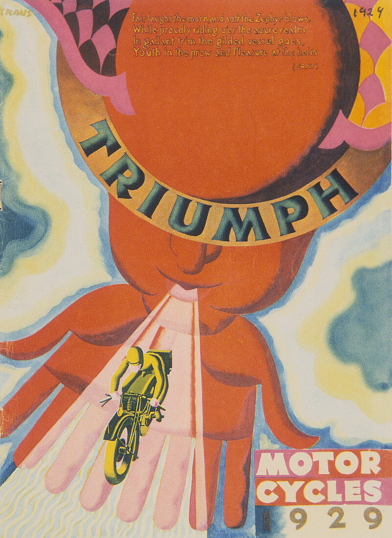 Poster advertising Triumph motor bikes, 1929