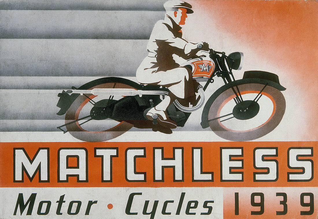 Poster advertising Matchless motor bikes, 1939