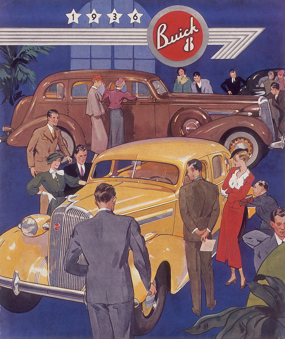 Poster advertising Buick cars, 1936