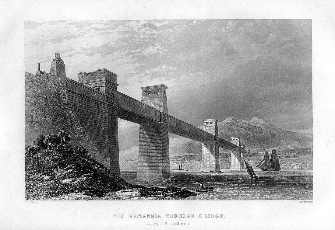 Britannia Tubular Bridge over the Menai Straits, Wales, 1886