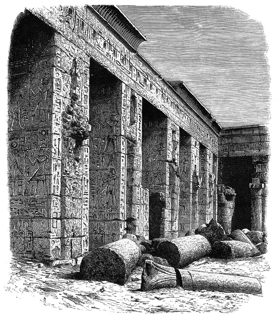 The ruins of the Palace of Rameses III, Medinet Habu, Egypt