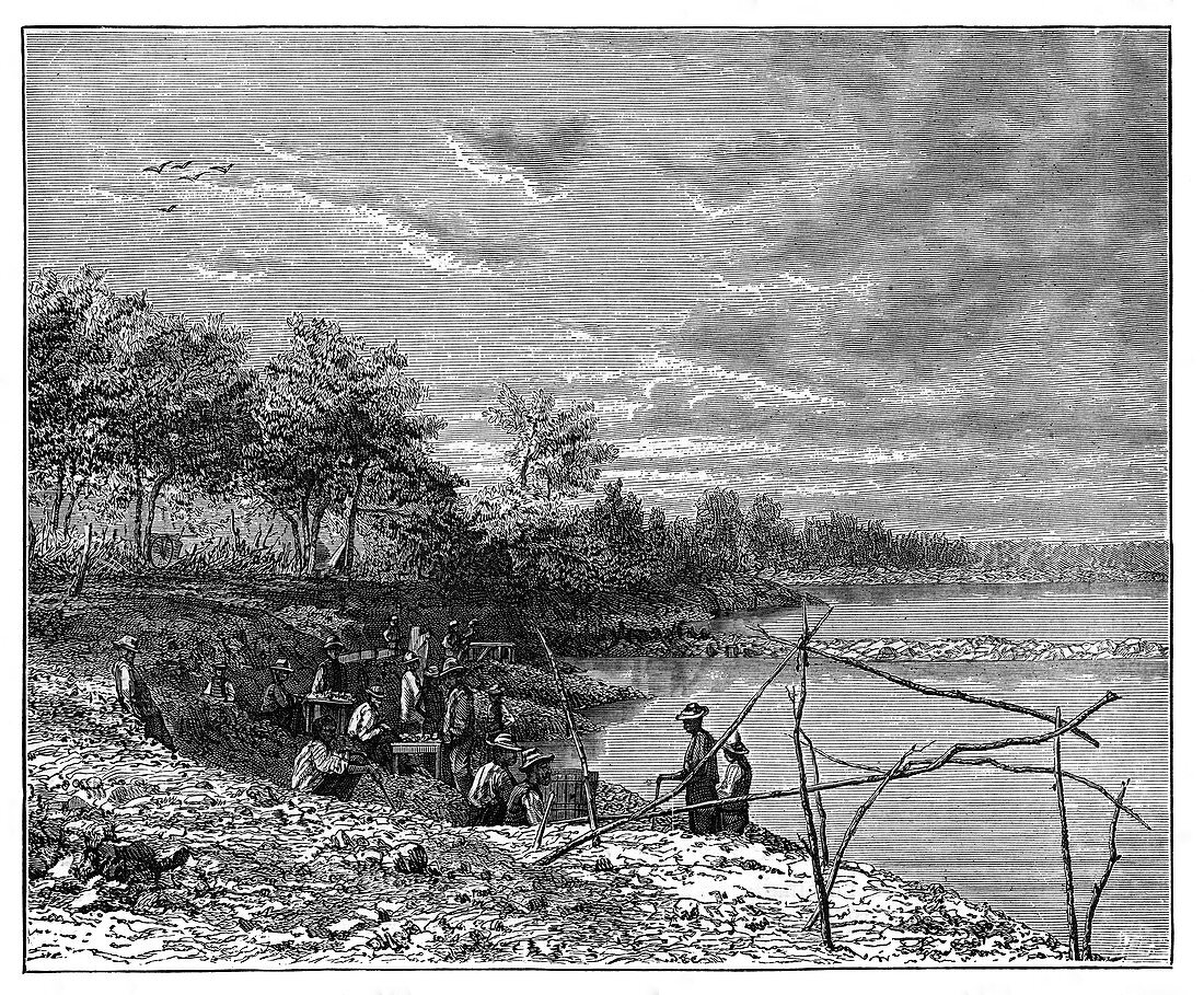 Washing sand for diamonds, Vaal River, South Africa, c1890