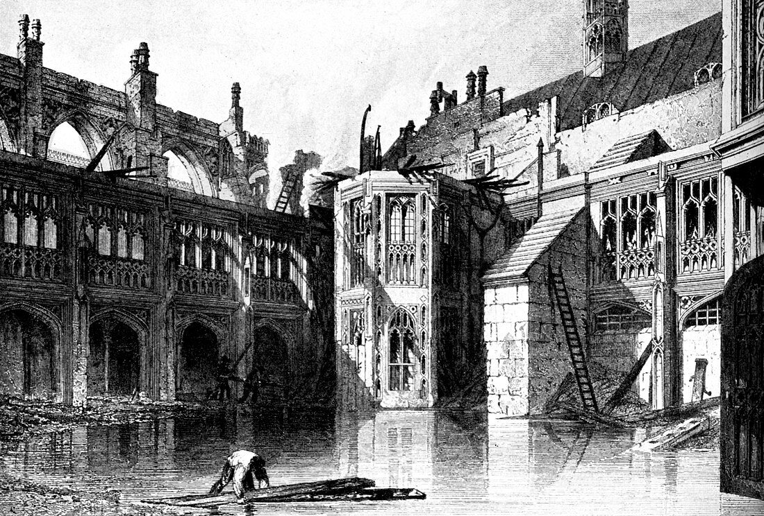 Cloister Court, St Stephen's Chapel, Westminster, 1834