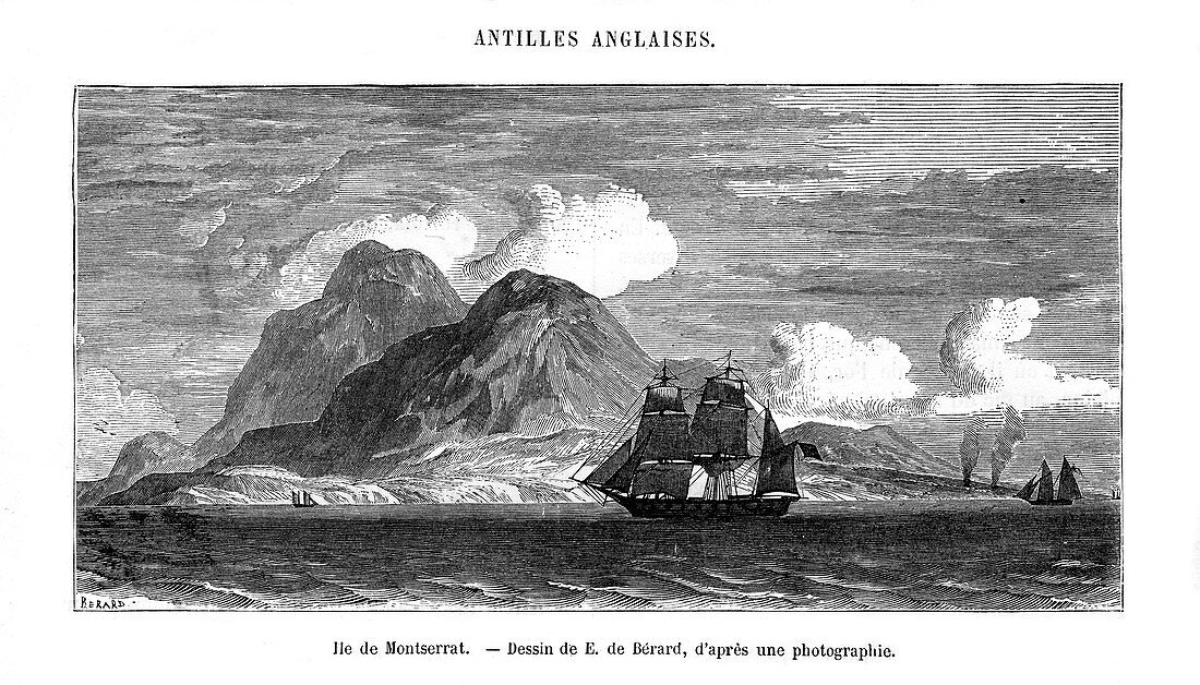 The island of Montserrat in the Caribbean Sea, 19th century
