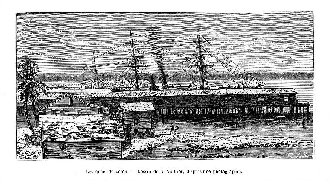 Quays at Colon, Panama, 19th century