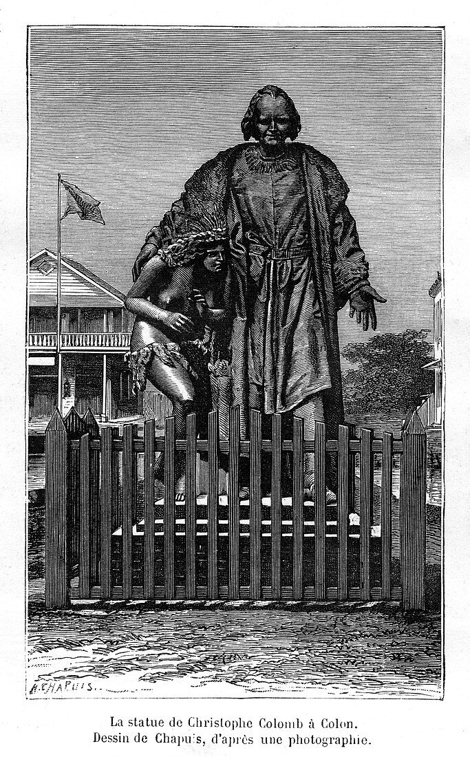 Christopher Columbus statue, Colon, Panama, 19th century