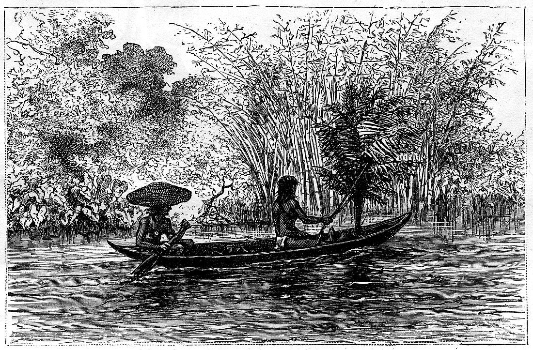 Dugout in the Essequibo River, Guyana, 19th century