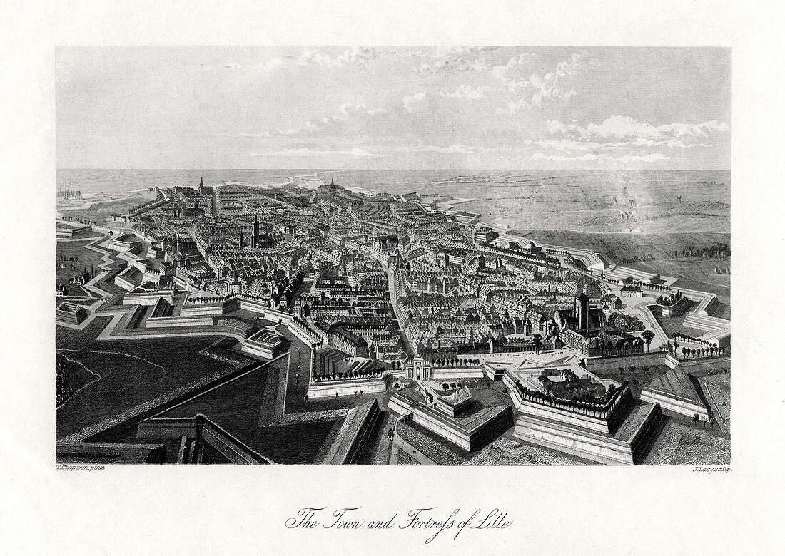 The town and fortress of Lille, France, 1875