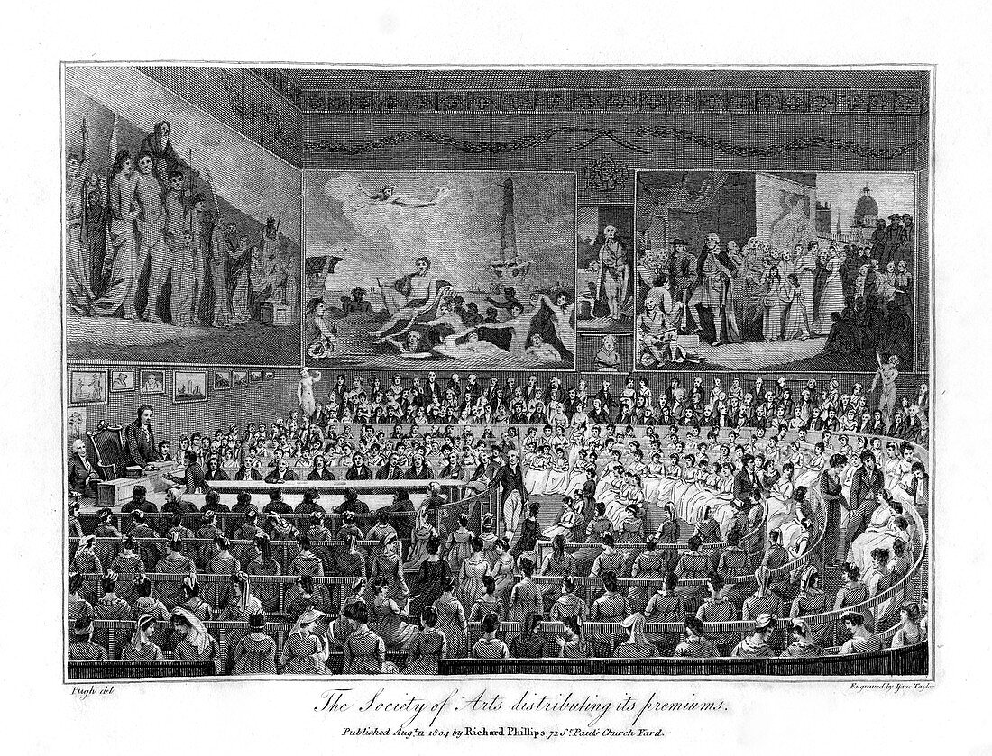 The Society of Arts distributing its premiums, 1804