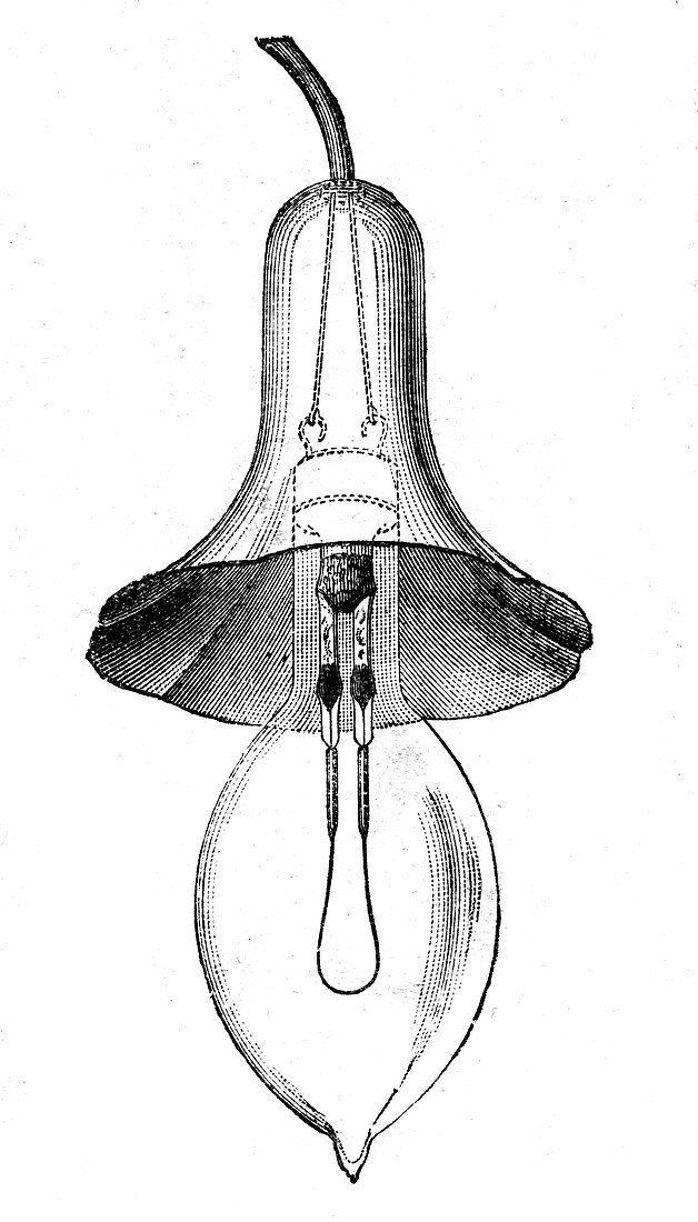 Incandescent filament lamp, glow-lamp, by Lane-Fox, 1883