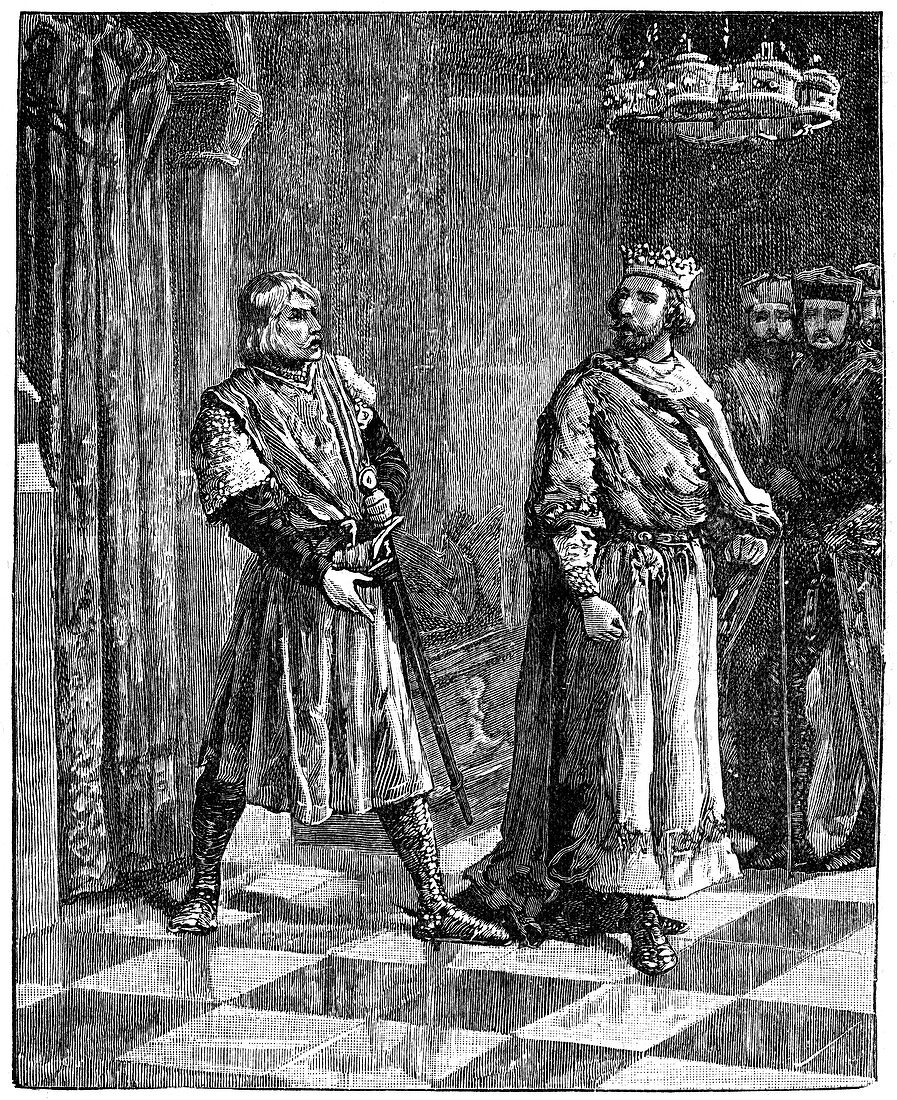 Simon de Montfort quarrelling with Henry III, 1257
