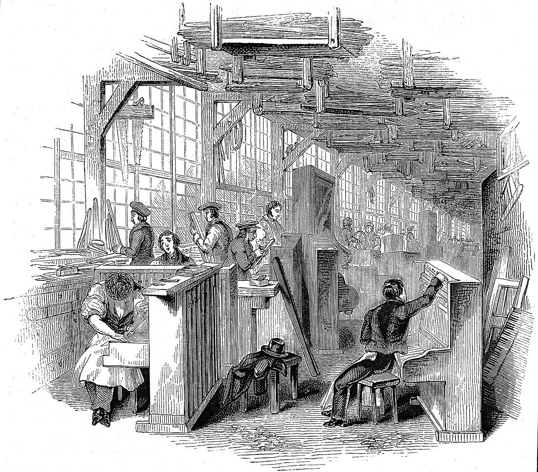 Broadwood's piano factory, London, 1842