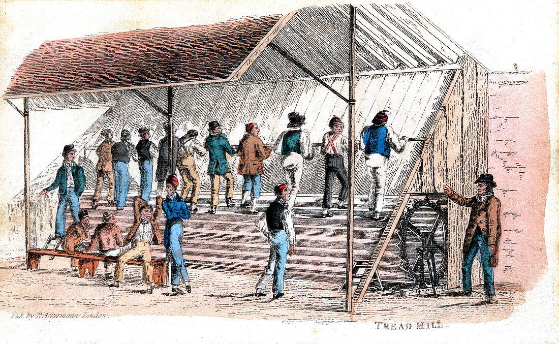 Treadmill at Brixton prison, London, 1827