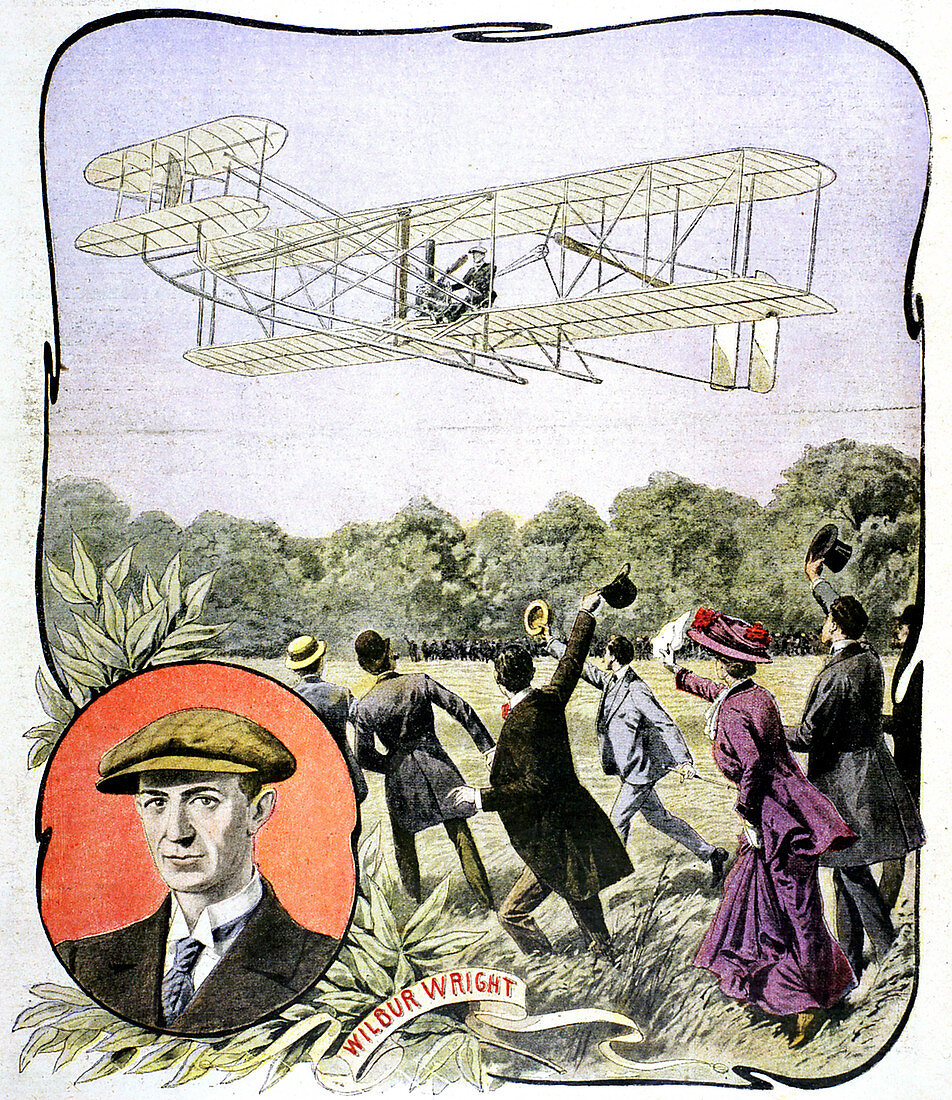 Wilbur Wright's first flight in Europe, France, 1908