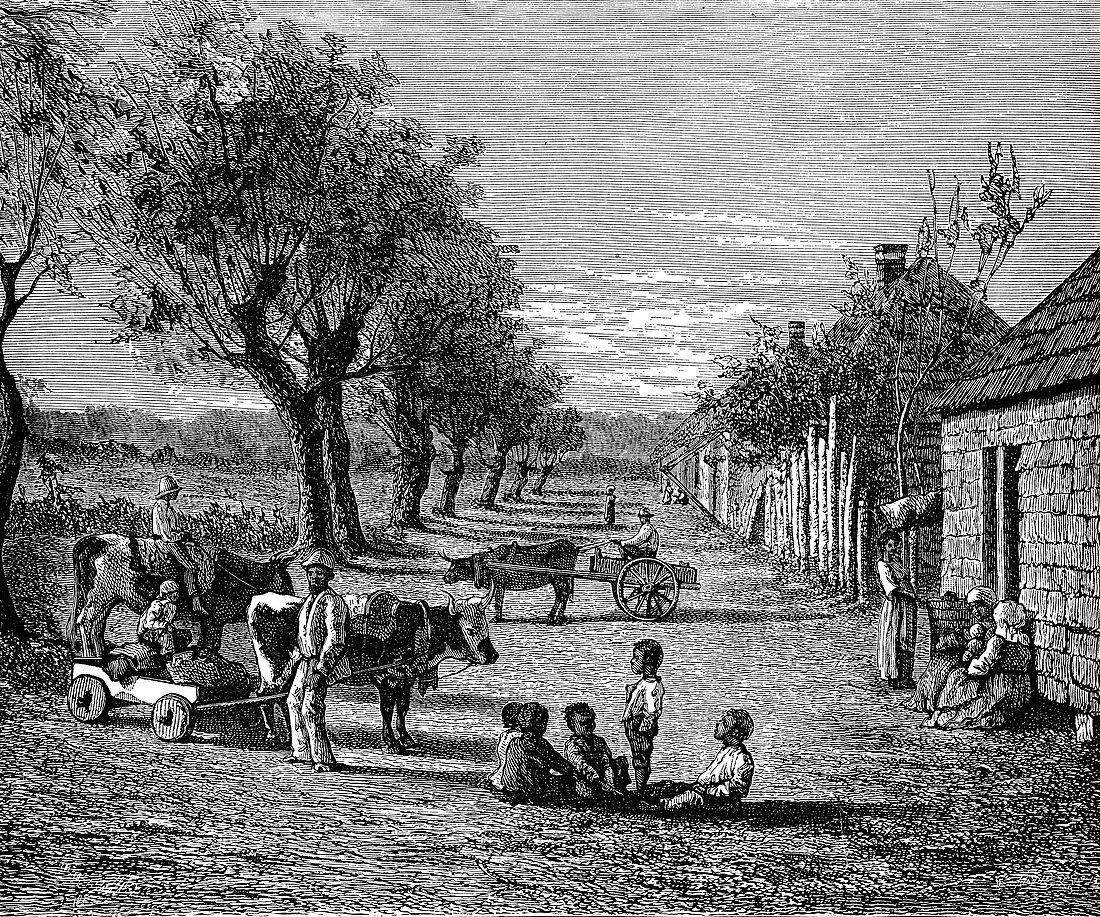Slave quarters on a plantation in Georgia, USA