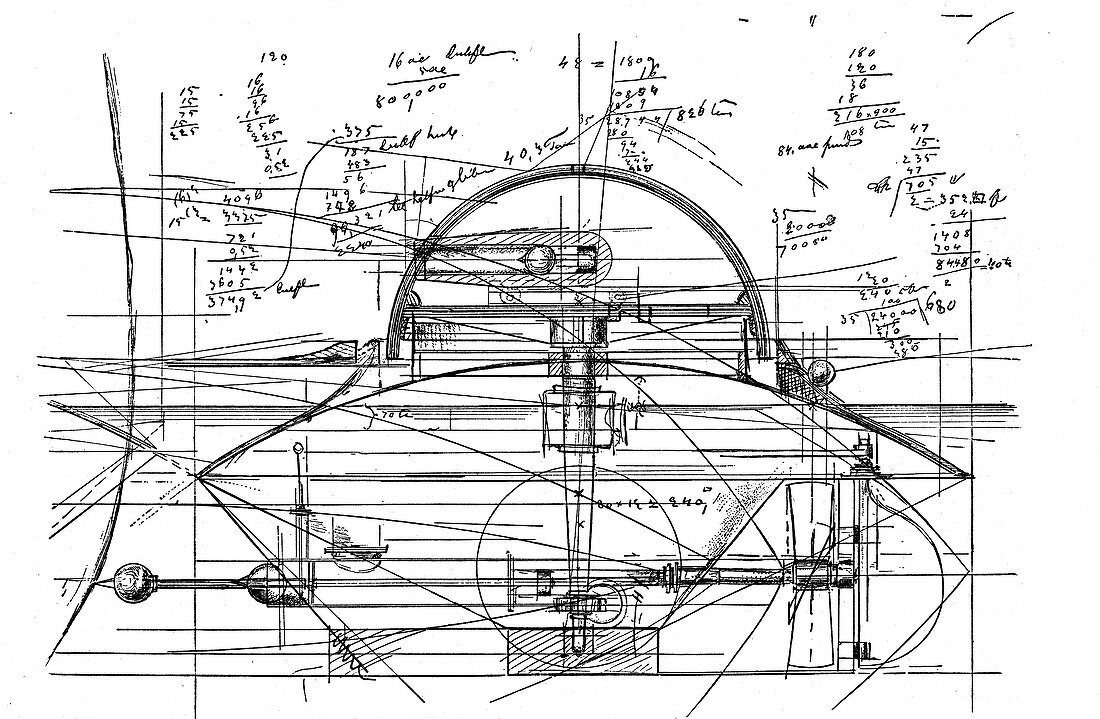 John Ericsson's sketch for revolving turret ship 'Monitor'