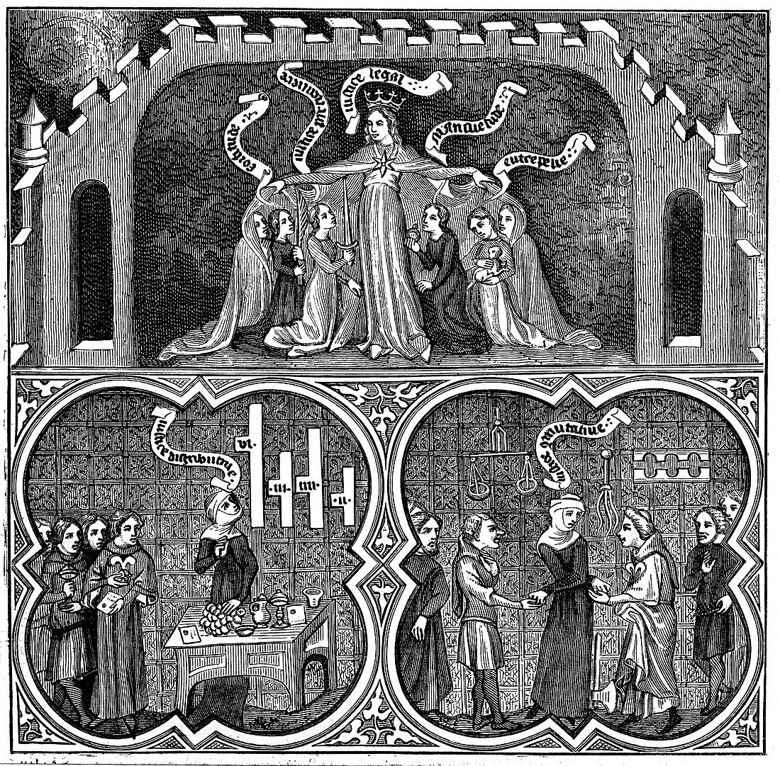 Allegory of Justice, from Aristotle's Ethics, 14th century