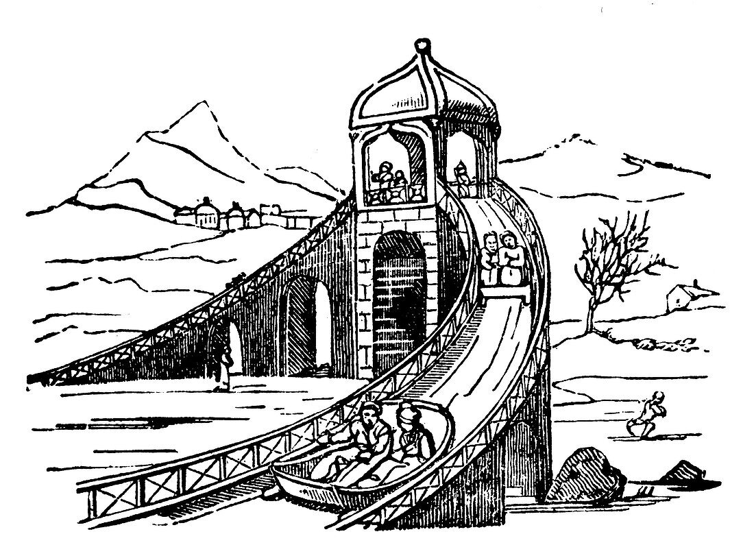 Ice Mountain', artificial sledge run, Russia, 1836