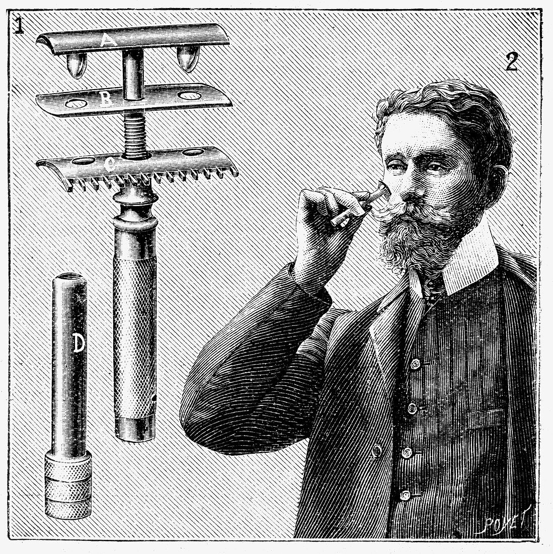 King Gillette's safety razor with replaceable blade, 1905