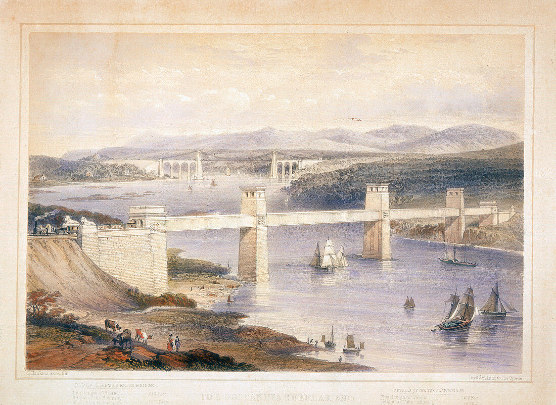 Britannia Tubular Bridge over the Menai Straits, Wales