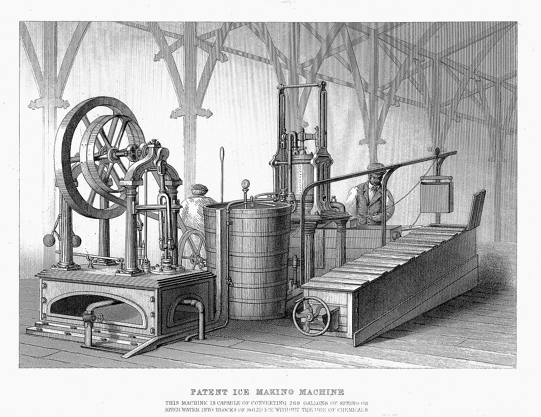 Siebe and Harrison's patent ice-making machine, 1862