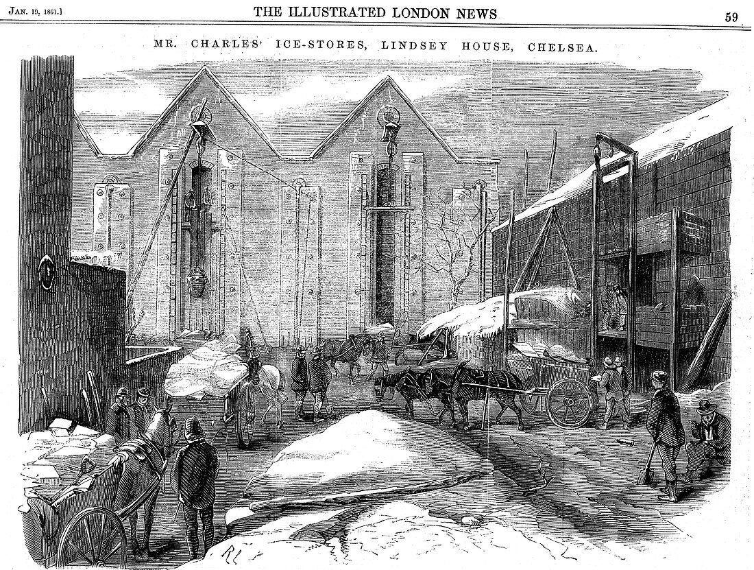 Storing ice in insulated sheds, Charles's Ice Store, London