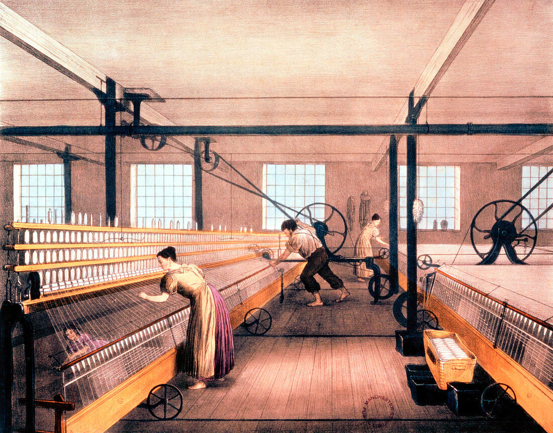 Spinning cotton with self-acting mules